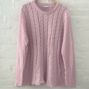 LEA Apparel Flowy Lightweight Cable Knit Tunic Sweater Pastel Pink Coquette Boho